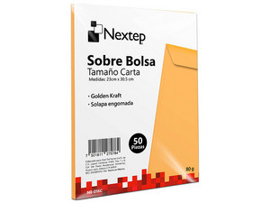 Sobre Bolsa Nextep Económico Tamaño Carta Solapa Engomada Paquete de 50 Piezas.