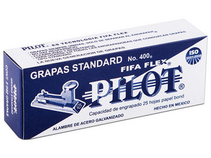 Grapas Pilot FIFA Flex 400 estándar con 5040 piezas por caja.