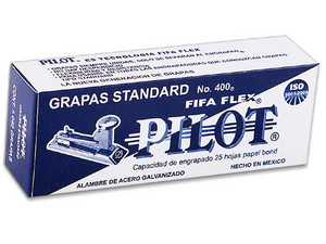 Grapas Pilot Estándar 26/6, Modelo 400, Acero Electro-Galvanizado, 5040 Pzas.