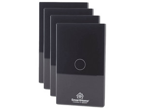 Kit de 4 Apagadores Inteligentes Epcom SH411W4K, Conexión Wi-Fi 2.4 Ghz, Compatible con Alexa y Google Home, Color Negro.