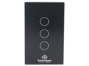 Apagador Inteligente Epcom SHS413W, 3 Regresos, Conexión Wi-Fi 2.4 Ghz, Compatible con Amazon Alexa y Google asistente, Color Negro.