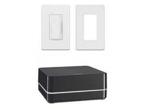 Kit Lutron de RA2 Select, HUB controlador principal Lutron RRSELREP2BL, Atenuador y Placa de pared.