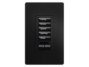 Teclado Seetouch Lutron, 5 Botones, 2 Botones de subir/bajar, Botones programables. Color Negro.