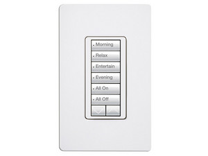 Teclado Seetouch LUTRON RRDW6BRLWH 6 botones con 2 Botones de Subir o Bajar, Botones Programables, Color Blanco.