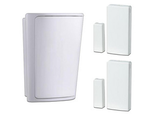 Paquete DSC 2 Contactos magnéticos inalámbricos PG9303, para interiores, incluye un sensor de movimiento PG9914, Color Blanco.