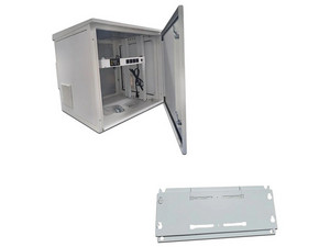 Gabinete Exterior SBE TECH SBE-FRT9UR + SBE-SOPFTRT de 19" 9UR, Con Herraje de Fijación, Pintura Electroestática. Color Gris.