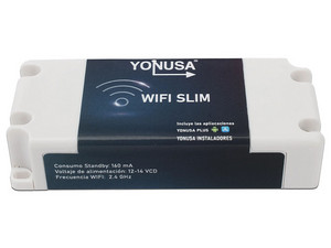 Módulo Yonusa WiFi Slim Para Controlar el Encendido y Apagado del Cerco, 12v, Frecuencia de 2.4Ghz, IP55, NEMA 2, Color Blanco.