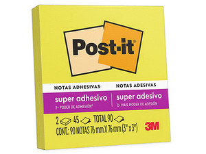 Notas adhesivas 3M de  3 x 3 pulgadas, 90 hojas, Color Amarillo