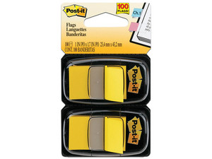 Banderitas 3M 680-YW2 Amarillo, Estuche Doble con 50 Unidades.