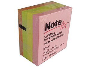 Notas Adhesivas 3M Note Fix, 7.6 x 7.6 cm, Colores Neón, 400 Hojas.