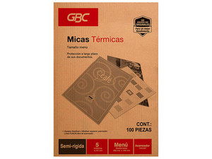 Mica Térmica GBC Menú M130248, Paquete de 100 Piezas, Tamaño Doble Carta, Transparente.
