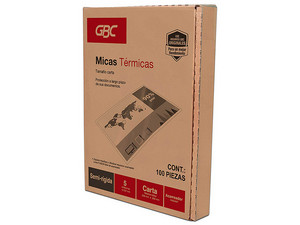 Mica Térmica GBC Semi-rígida M130250, 5 Milesimas, Paquete de 100 Piezas, Tamaño Carta, Transparente.