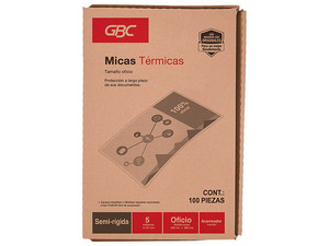 Mica Térmica GBC Semi-rígida M130252, 5 Milesimas, Tamaño Oficio, Transparente.