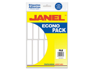 Etiqueta Janel Adhesiva Escolar, 280 Etiquetas, 20 x 105 mm. Color Blanco.