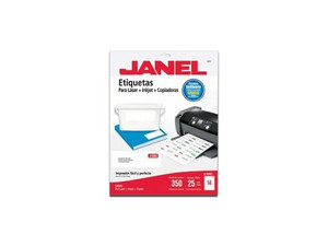 Etiqueta Janel Adhesiva, 350 Etiquetas, 34 x 102 mm. Color Blanco.