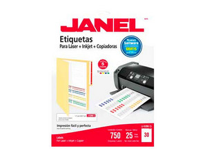 Etiquetas adhesivas JANEL LASER 5266, 17x87mm, 750 etiquetas.