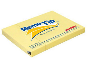 Notas Adhesivas Janel Memo Tip, 7.62 x 10.2cm, Color Amarillo.