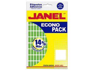 Etiquetas Adhesivas JANEL Econopack, No 4, Verde, 8mmx20mm, 1008 Etiquetas por Sobre.