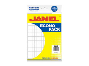 Etiqueta Escolar Janel Econopack de 9x13mm. Color Blanco