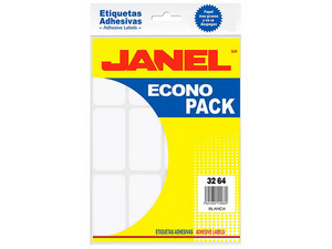 Etiquetas Janel Econopack, Color Blanco, 32mm x 64mm.