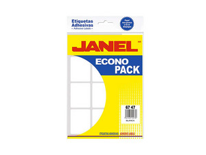 Etiqueta Janel Adhesiva Escolar, 67 x 47 mm. Color Blanco.