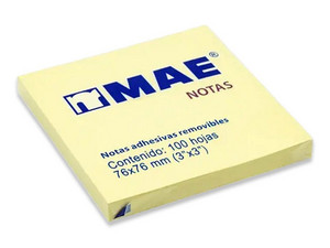 Notas Adhesivas MAE 21007, 7.62 x 7.62cm, Color Amarillo.