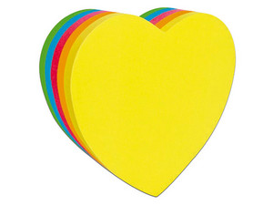 Notas Adhesivas MAE en Forma de Corazón, Neón, Tamaño 64 x 67 mm. 5 Colores. Paquete con 250 Hojas.