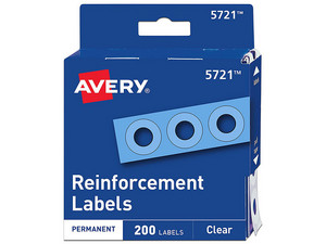 Refuerzos para Hojas de Carpeta Avery, Color Blanco, (200 Piezas).