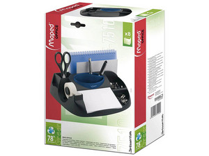 Organizador de Escritorio Maped. Colores Negro y Azul, Fabricado en Plástico, con 8 Compartimentos. Paquete con 1 Pieza.