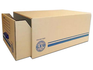Caja Archivo GEO Gaveta de Cartón Corrugado Modelo 49, Deslizable, Con refuerzos, Medidas 60x40x27 cm, Colores Beige y Café.