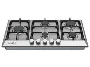 Parrilla Whirlpool WP3021S de 75 cm, Gas, 5 Quemadores, Encendido Electrónico, Acero Inoxidable, Integrada, Color Gris.