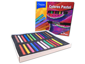 Paquete de Gises Azor Stafford Secos, 24 piezas, Color pastel.