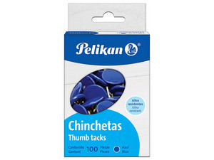 Chincheta Pelikan Caja con 100 piezas, Color Azul.