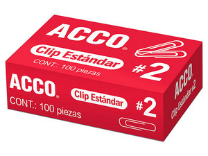 Clip Estándar No. 2 ACCO, Capacidad Máxima 20 Hojas.