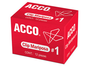 Clips Acco Mariposa No.1 Gigante Inoxidables 12 Unidades