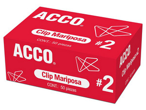 Clips Mariposa ACCO Gigante No.2 P1720, Caja con 50 Piezas.
