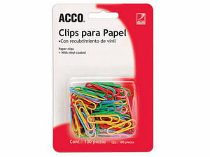 Clip Acco de Colores, Blister con 100 Piezas.