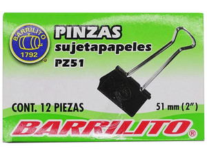 Sujeta Documentos Barrilito 51mm (2"). Caja con 12 Piezas.