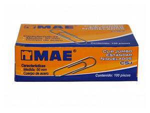 Clip Estándar Jumbo MAE CSJ, Caja con 100 Piezas.