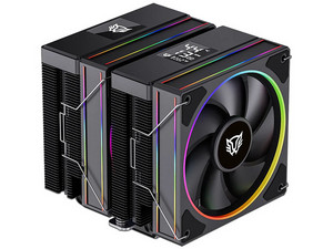 Enfriamiento de Aire Balam Rush, Heliux Pro HEX75, Doble Disipador, Display Digital, Iluminación ARGB, TDP 270W, Compatibilidad AMD e Intel, Hidrodinámico, 6 Pipas, 2 Ventiladores, Conector PWM y ARGB, Ruido 30 dB, Color Negro.
