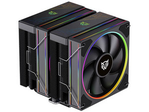 Enfriamiento de Aire Balam Rush, Heliux Pro HEX70, Doble Disipador, Iluminación ARGB, TDP 270W, Compatibilidad AMD e Intel, Hidrodinámico, 6 Pipas, 2 Ventiladores, Conector PWM y ARGB, Ruido 37.1 dB, Color Negro.