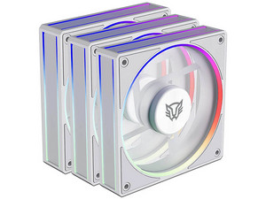 Kit 3 Ventiladores 120mm EOLOX BORA EXB85R Balam Rush Azender Series, ARGB, 600-1800 RPM, 48 CFM, Blanco.