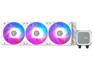 Enfriamiento líquido MSI MAG CORELIQUID A13 360 White, ARGB, radiador de 360mm, 3 ventiladores, color blanco.