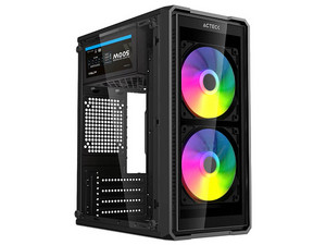 Gabinete ACTECK Doom Ultra Crystal GI750C, Mini Tower, Micro-ATX, Fuente de Poder de 500W, Cristal Templado. Incluye 2 Ventiladores.