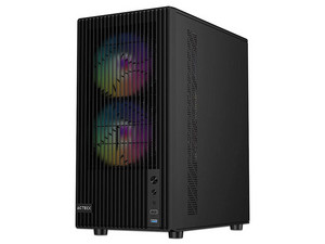 Gabinete ACTECK ZYRON GC606, Mini Tower, Micro-ATX, Incluye 3 Ventiladores FRGB de 120mm, No Incluye Fuente de Poder. Color Negro.