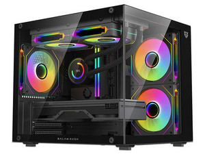 Gabinete BALAM RUSH TANK GLOW PLUS 3700, Mid Tower, Micro-ATX, Incluye 3 Ventiladores de 120mm, Panel de Cristal, No Incluye Fuente de Poder. Color Negro.
