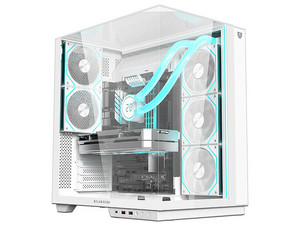 Gabinete Gamer Balam Rush Tank Majestic 7600, Mid Tower, ATX, 5 Ventiladores de 120mm, ARGB, (Sin fuente de poder). Color Blanco.