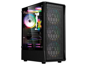 Gabinete BALAM RUSH DRAGONFLY HEX GM560, Mid Tower, ATX, No Incluye Fuente de Poder. Color Negro.