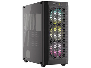Gabinete CORSAIR 480T RGB Airflow, Mid Tower, E-ATX, Incluye 3 Ventiladores RGB de 120mm, Panel de Cristal, No Incluye Fuente de Poder. Color Negro.