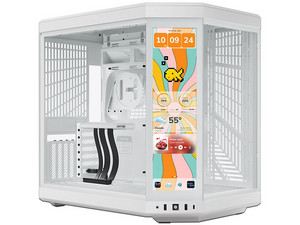 Gabinete HYTE Y70 Touch Infinite, Mid Tower, ATX, Pantalla Táctil LCD, No Incluye Fuente de Poder. Color Blanco.